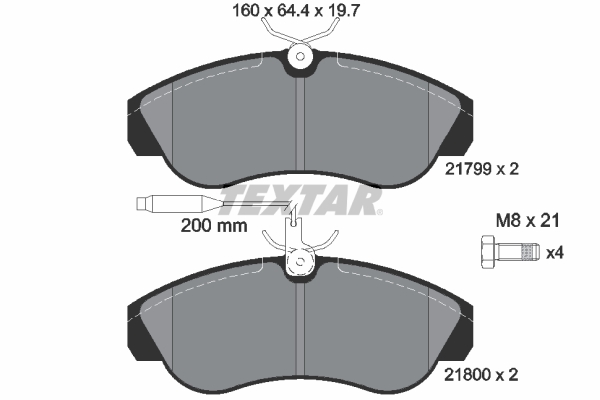 TEXTAR Bremseklodser 2179901 for PEUGEOT CITROËN FIAT