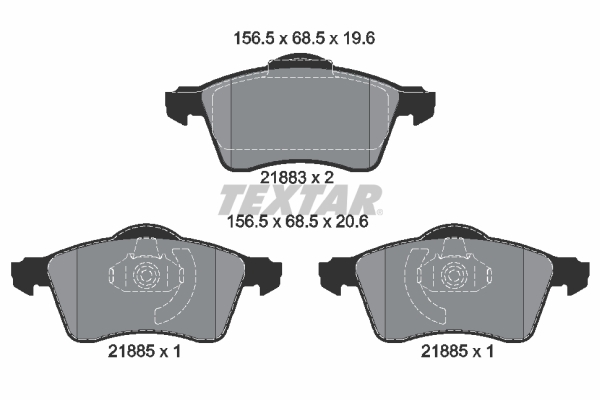 TEXTAR Bremseklodser 2188302 for AUDI SKODA