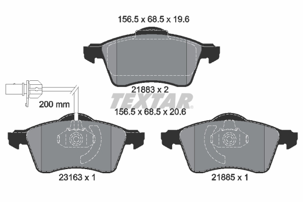 TEXTAR Bremseklodser 2188501 for VW SEAT