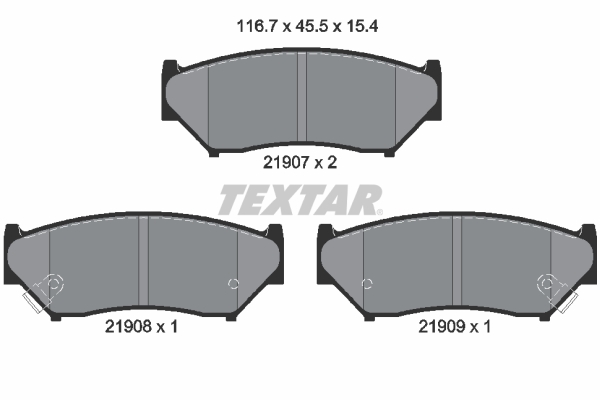 TEXTAR Bremseklodser 2190701 for CHEVROLET SUZUKI MAZDA NISSAN