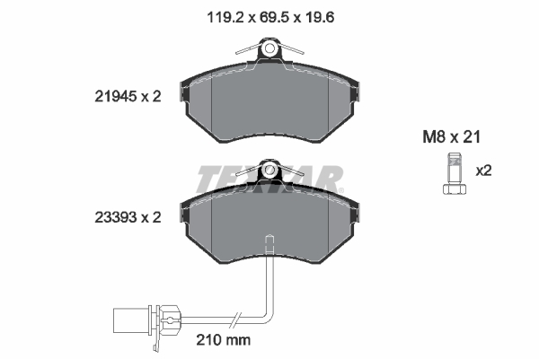TEXTAR Bremseklodser 2194504 for VW KARRY