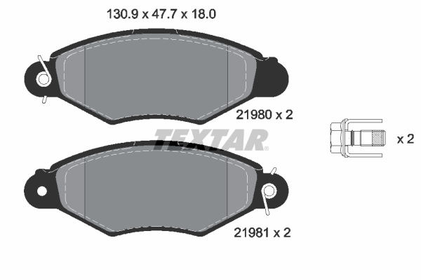 TEXTAR Bremseklodser 2198004 for CITROËN PEUGEOT FIAT RENAULT
