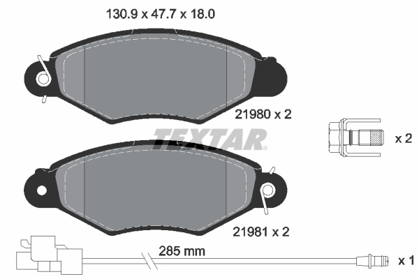 TEXTAR Bremseklodser 2198009 for RENAULT