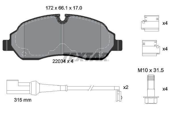 TEXTAR Bremseklodser 2203401 for FORD FORD (JMC)