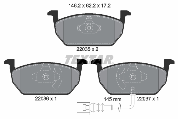 TEXTAR Bremseklodser 2203501 for AUDI VW SEAT