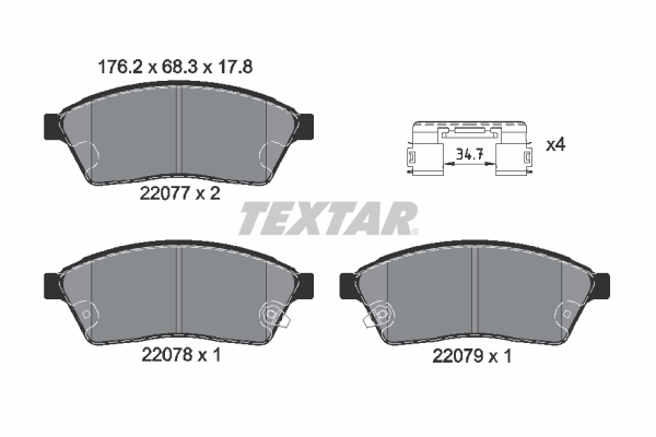 TEXTAR Bremseklodser 2207701 for CADILLAC SAAB