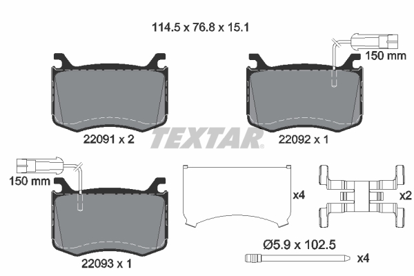 TEXTAR Bremseklodser 2209101 for ALFA ROMEO
