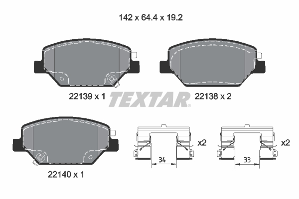 TEXTAR Bremseklodser 2213901 for OPEL
