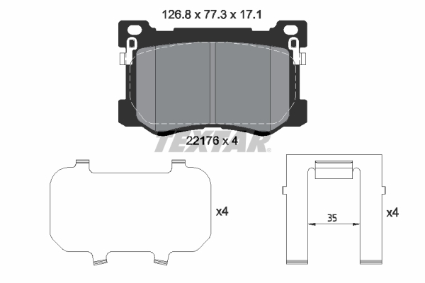 TEXTAR Bremseklodser 2217601 for HYUNDAI GENESIS KIA