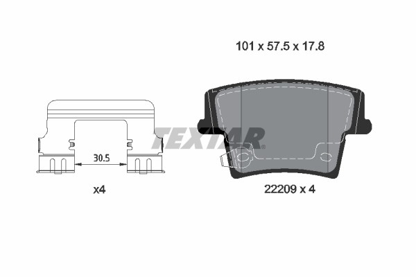 TEXTAR Bremseklodser 2220903 for CHRYSLER DODGE