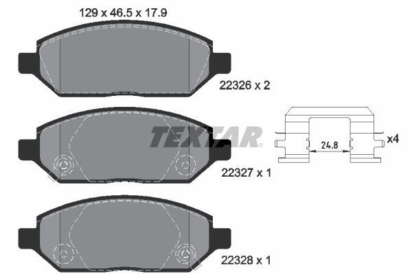 TEXTAR Bremseklodser 2232601 for OPEL VAUXHALL