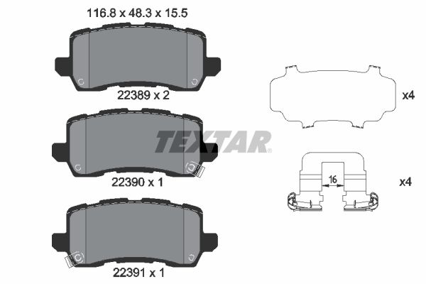TEXTAR Bremseklodser 2238901 for HONDA ACURA