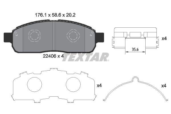 TEXTAR Bremseklodser 2240601 for FORD AUSTRALIA FORD USA