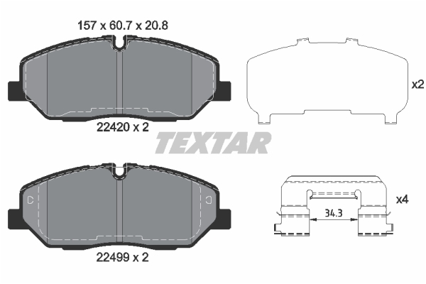 TEXTAR Bremseklodser 2242001 for HYUNDAI