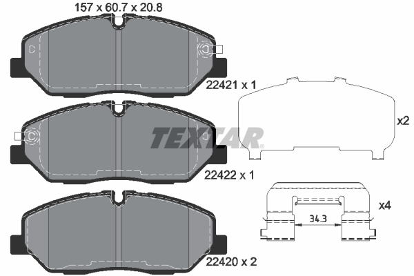 TEXTAR Bremseklodser 2242101 for HYUNDAI
