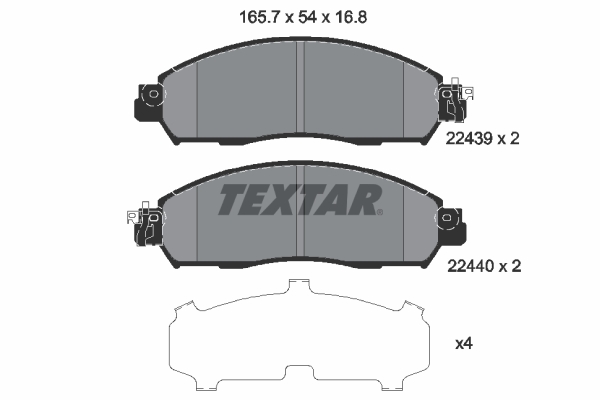 TEXTAR Bremseklodser 2243901 for NISSAN