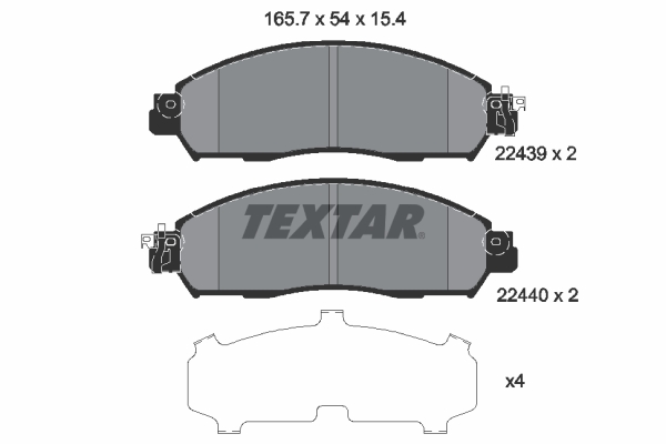 TEXTAR Bremseklodser 2243903 for NISSAN