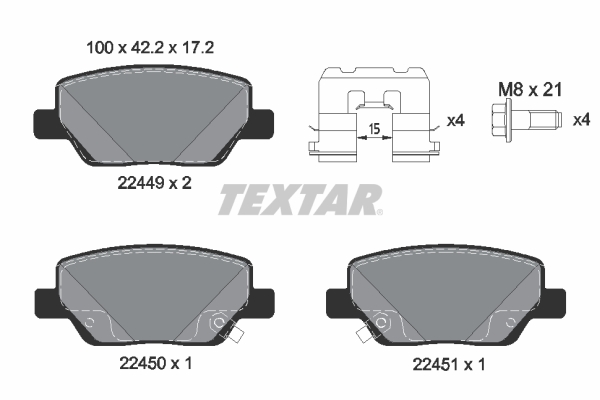 TEXTAR Bremseklodser 2244901 for FIAT