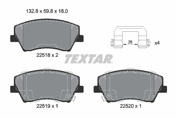 TEXTAR Bremseklodser 2251801 for KIA HYUNDAI HYUNDAI (BEIJING)