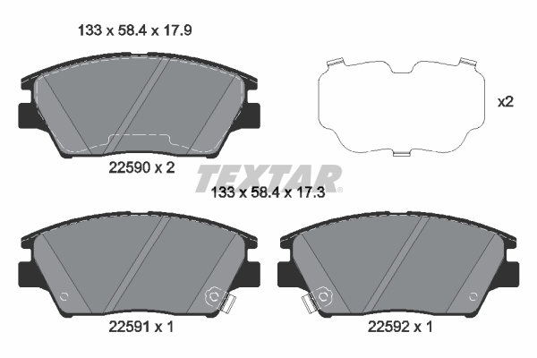 TEXTAR Bremseklodser 2259001 for SSANGYONG