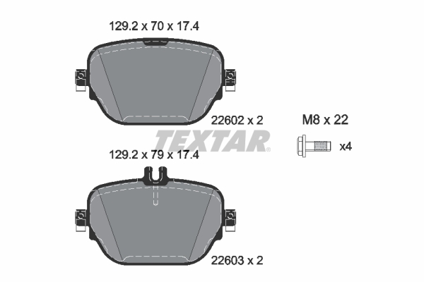 TEXTAR Bremseklodser 2260201 for MERCEDES-BENZ