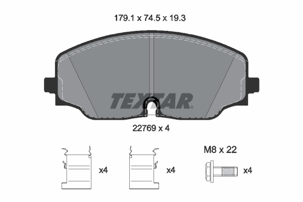 TEXTAR Bremseklodser 2276901 for VW SKODA VW (SVW)