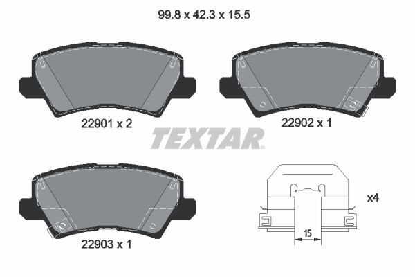 TEXTAR Bremseklodser 2290101 for KIA
