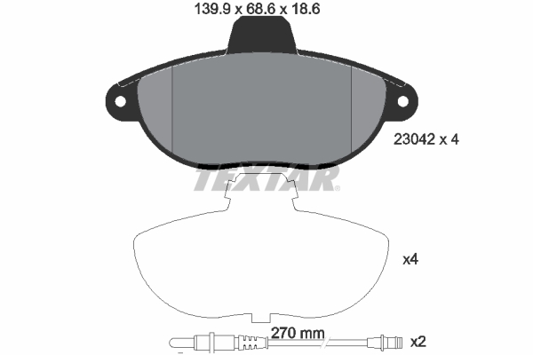TEXTAR Bremseklodser 2304201 for CITROËN PEUGEOT FIAT ALFA ROMEO