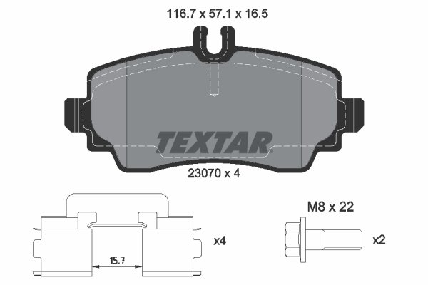 TEXTAR Bremseklodser 2307003 for MERCEDES-BENZ
