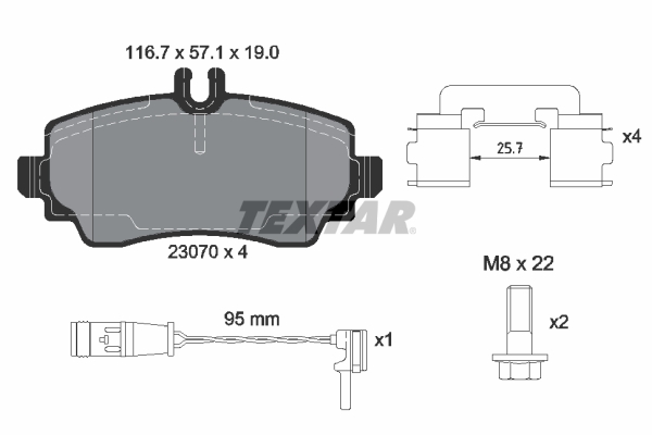 TEXTAR Bremseklodser 2307005 for MERCEDES-BENZ