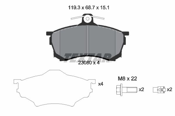 TEXTAR Bremseklodser 2308001 for MITSUBISHI
