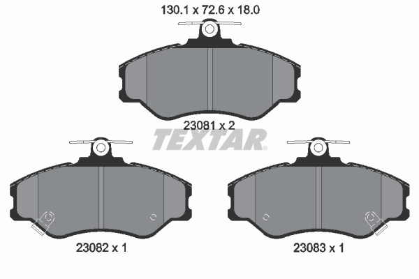 TEXTAR Bremseklodser 2308101 for HYUNDAI INOKOM