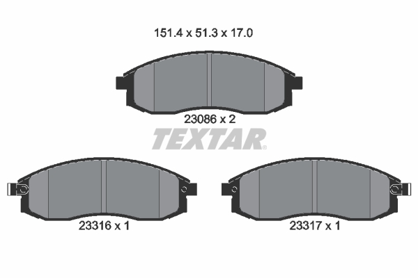 TEXTAR Bremseklodser 2308601 for NISSAN
