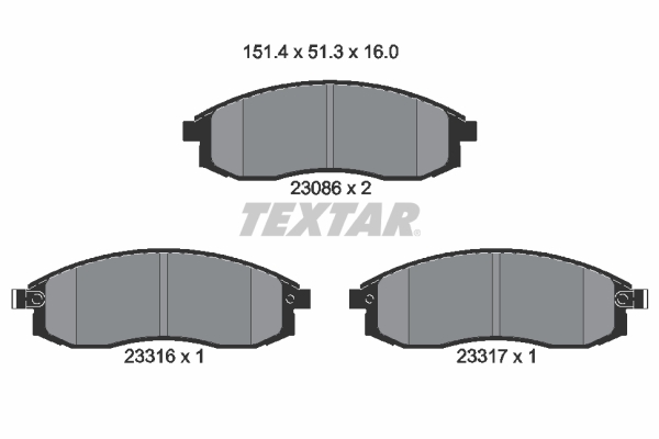 TEXTAR Bremseklodser 2308602 for MITSUBISHI