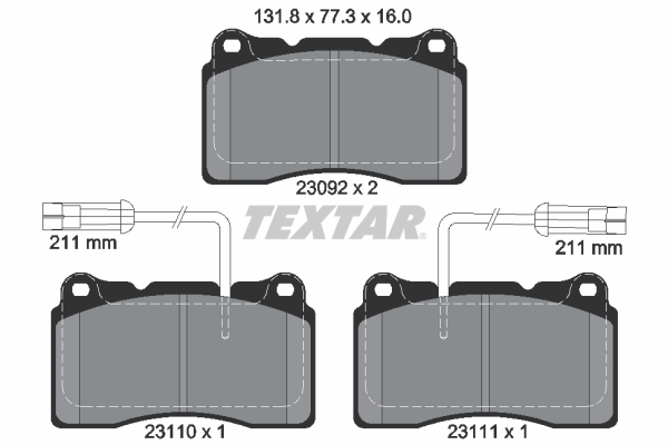 TEXTAR Bremseklodser 2309201 for ALFA ROMEO FIAT VOLVO LANCIA