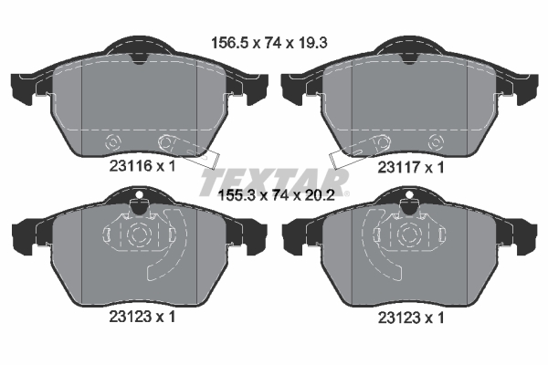 TEXTAR Bremseklodser 2311701 for OPEL SAAB VAUXHALL SATURN GENERAL MOTORS