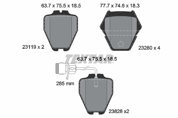 TEXTAR Bremseklodser 2311901 for SEAT VW AUDI SKODA