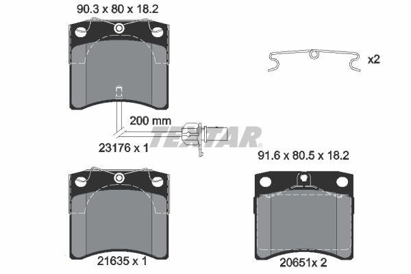TEXTAR Bremseklodser 2317602 for AUDI VW