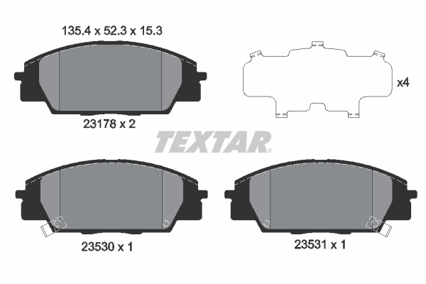 TEXTAR Bremseklodser 2317801 for ISUZU HONDA ACURA