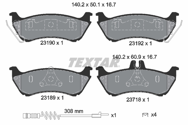 TEXTAR Bremseklodser 2319002 for MERCEDES-BENZ