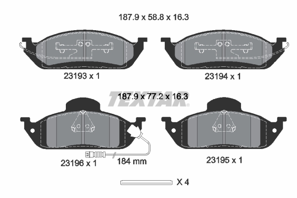 TEXTAR Bremseklodser 2319303 for MERCEDES-BENZ