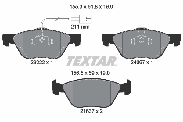 TEXTAR Bremseklodser 2322201 for ALFA ROMEO