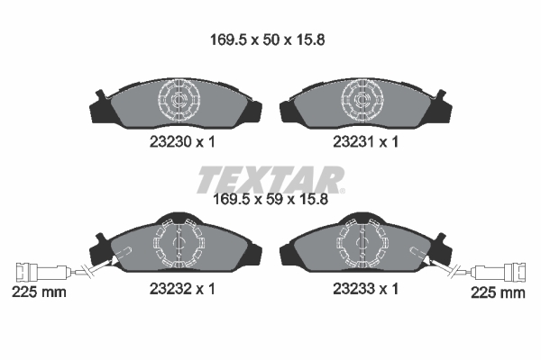 TEXTAR Bremseklodser 2323001 for SSANGYONG