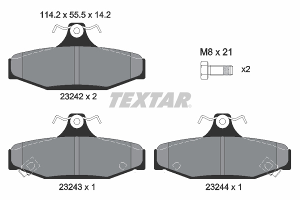 TEXTAR Bremseklodser 2324201 for PONTIAC DAEWOO SSANGYONG