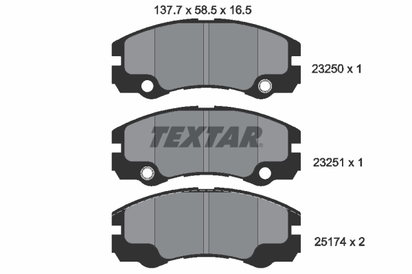 TEXTAR Bremseklodser 2325001 for OPEL VAUXHALL