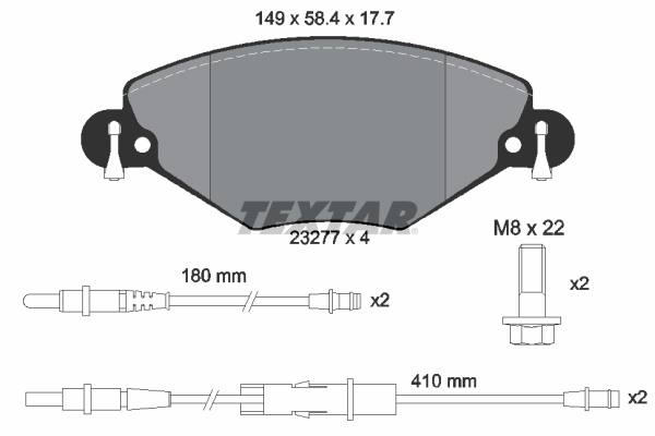 TEXTAR Bremseklodser 2327701 for CITROËN