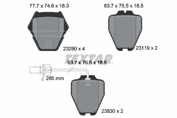TEXTAR Bremseklodser 2328001 for VW SKODA