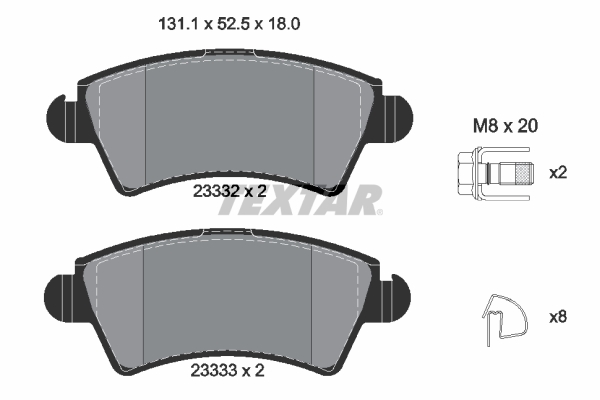 TEXTAR Bremseklodser 2333201 for PEUGEOT