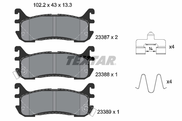 TEXTAR Bremseklodser 2338704 for MAZDA MITSUBISHI FORD NISSAN