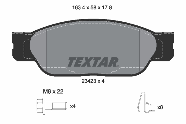TEXTAR Bremseklodser 2342301 for LINCOLN JAGUAR FORD
